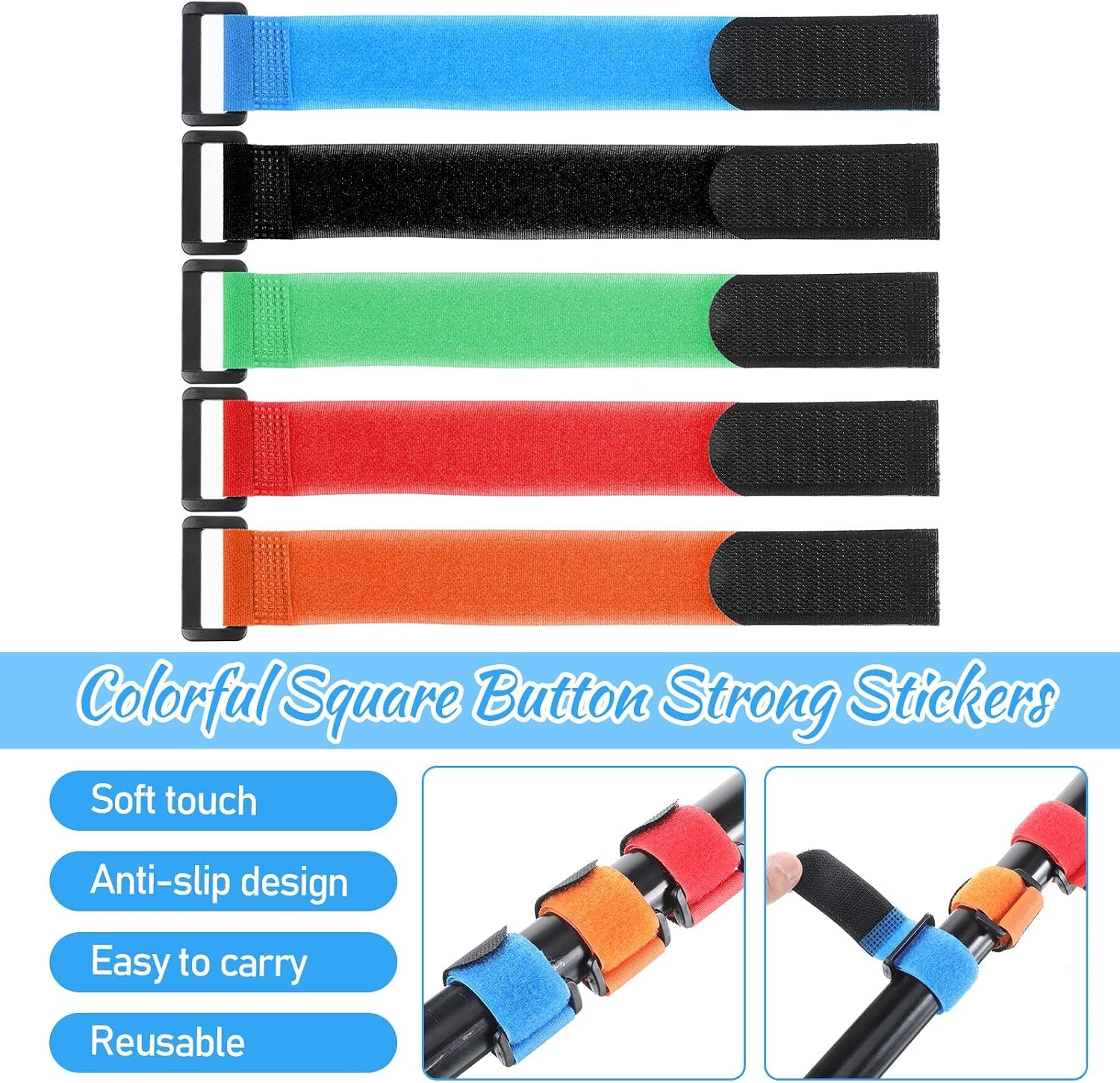 20PCS Fishing Rod Straps, Fishing Pole Straps Colorful Tackle Ties Cable Holders Fit Angler'S Accessory for Organizing and Protecting Fishings Rods Fit for Casting Rods, Fly