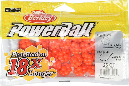 Berkley PowerBait Egg Clusters - Fluorescent Orange, 25-Count