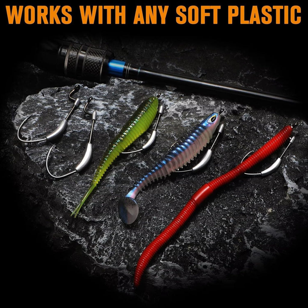 15PCS Weighted Swimbait Hooks EWG Hooks for Bass Fishing Weedless Weighted Hooks Fishing Hooks Freshwater Saltwater Size 3/0 4/0 5/0