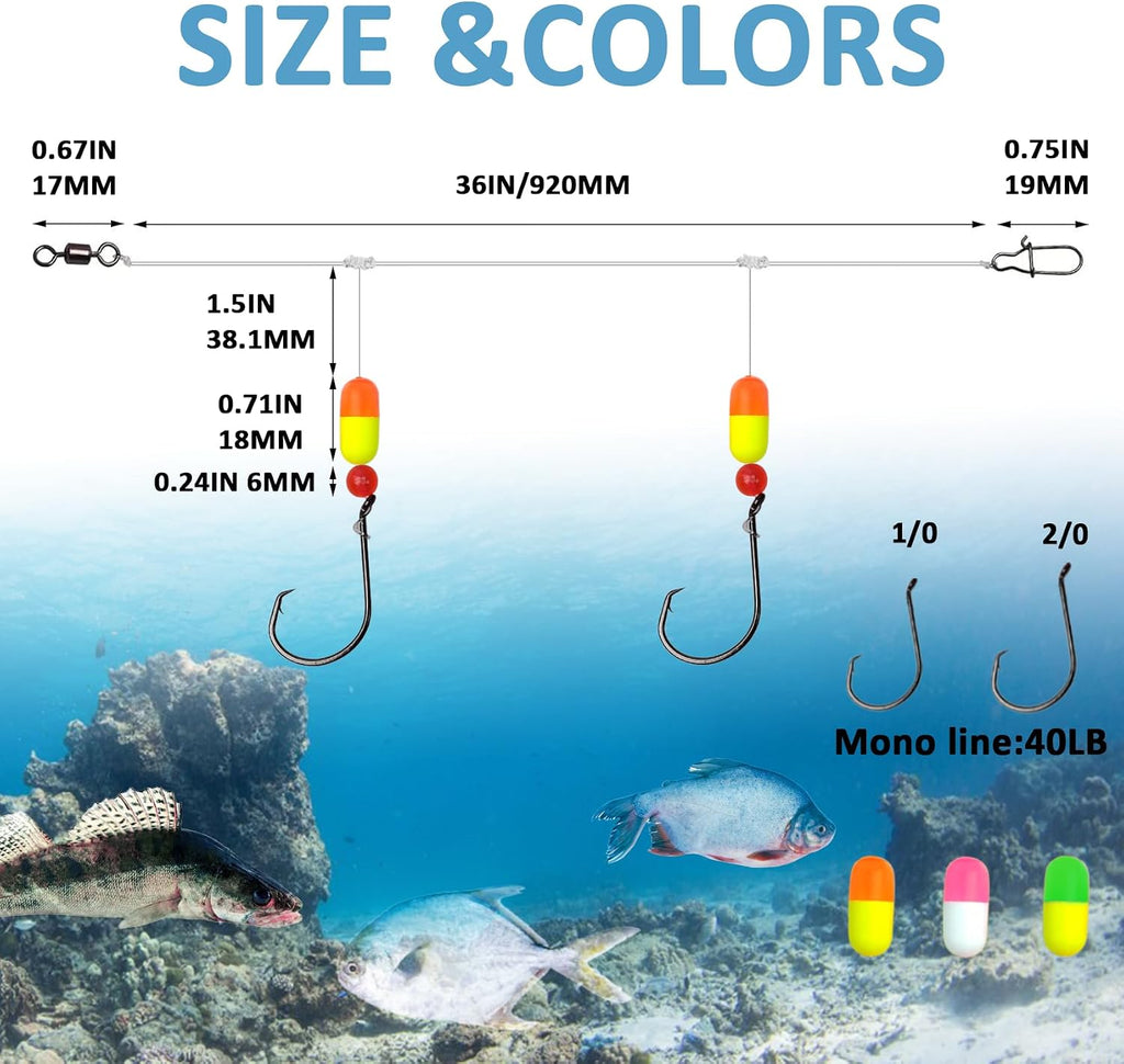 Sea Bass High Low Rigs, Pre Tied Pompano Porgy Rigs for Surf Fishing