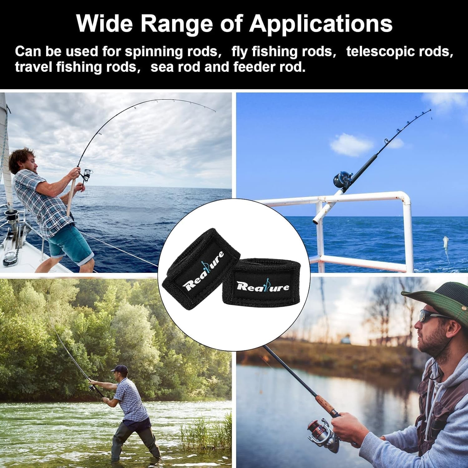 8 Pcs Fishing Rod Straps Adjustable Neoprene Ties Elastic Fishing Rod Tackle Belt Ties Casting Rod Straps for Fixed Casting Rods & Spinning Rods & Fly Rods Wrap Protectors