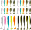 50 Pcs Soft Silicone Paddle Tail Swim Baits Fishing Lures | Pre-Rigged Jig Head, Bass Fishing Bait, Trout, Saltwater Freshwater, Glide Bait