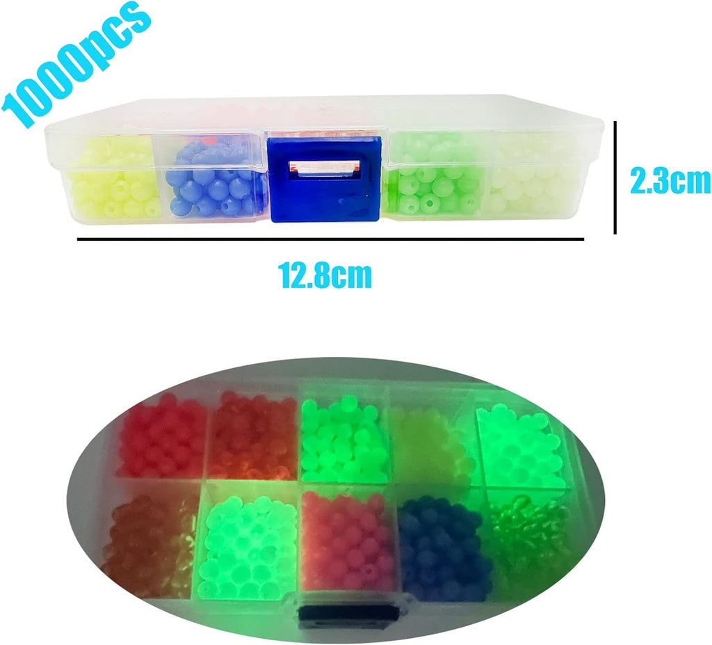 1000PCS 5Mm Fishing Beads Accessories Set Mix 10 Colors round Fishing Rig Beads Luminous Plastic Fishing Line Beads