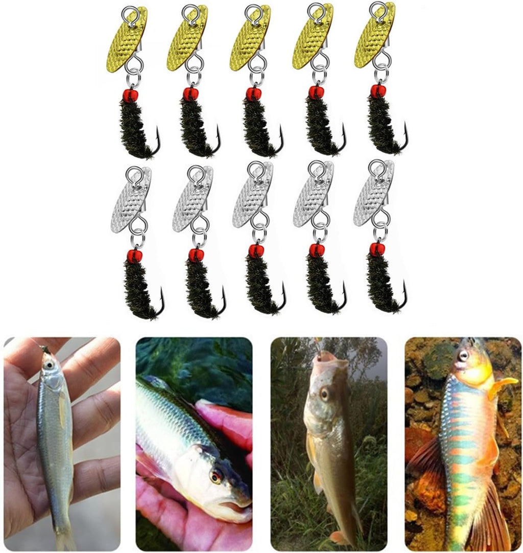Fly Fishing Fly Kit, Handmade Fly Fishing Lures Dry Fly Wet Fly, Spinners Bait Fishing Spinners Lures Hook for Bass Salmon Trout Pike (10Pcs)