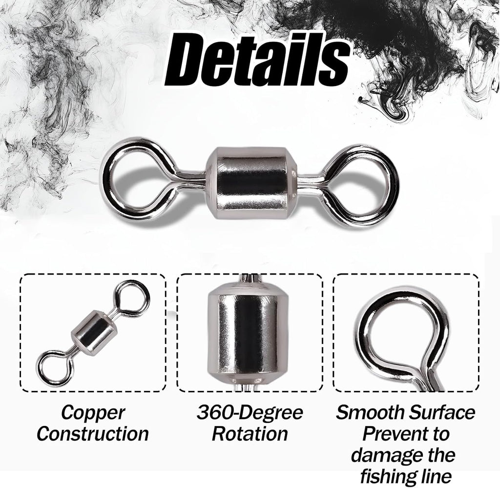 Ball Bearing Fishing Swivels Corrosion Resistant Barrel Swivel Tackle Swivel Gear for Freshwater and Saltwater Silver 100Pcs FS/ZH-01(10#)