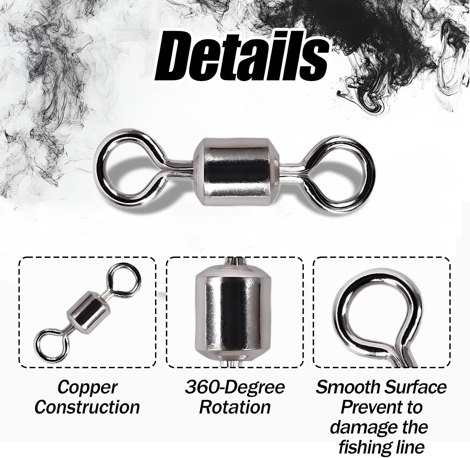 Ball Bearing Fishing Swivels Corrosion Resistant Barrel Swivel Tackle Swivel Gear for Freshwater and Saltwater Silver 100Pcs FS/ZH-01(10#)
