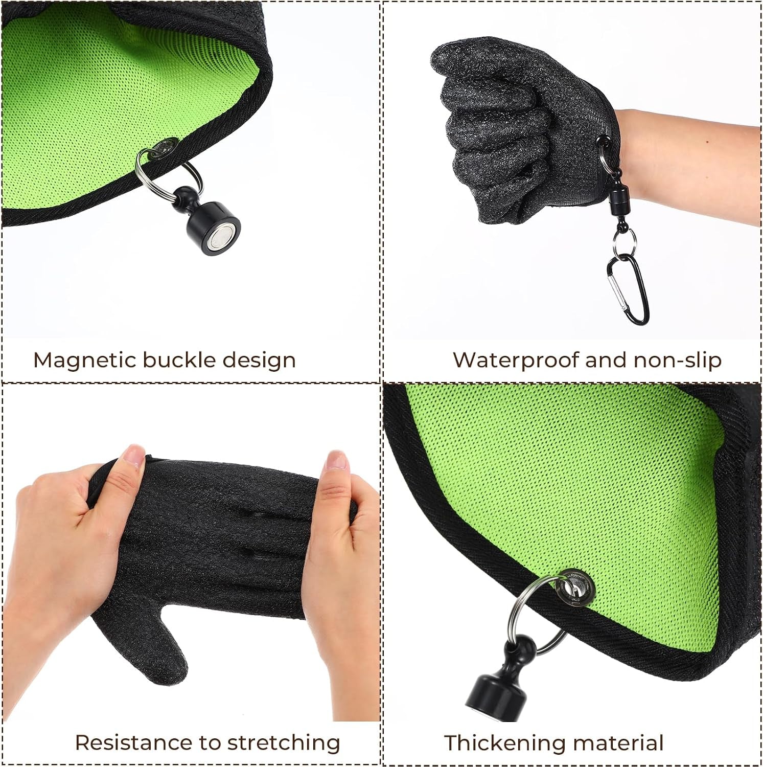 2 Pcs Fishing Gloves with Magnet Release Professional Catch Fish Gloves Non-Slip Waterproof Fish Glove Textured Grip Palm Glove Fisherman Fishing Accessories for Men Women Handling Catching Cleaning