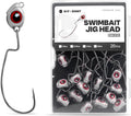 OJY&DOIIIY Fish Eye Swimbait Jig Heads, 12/20 Pack Weighted Hooks for Texas Rig or Ned Rig Fishing 1/8 3/16 1/4 3/8 Oz
