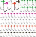 Fly Tying Jigs Kit,60Pcs Small Jig Heads for Fly Fishing,Round Ball Crappie Jigs Trout Tying Flies Ice Fishing 1/64Oz 1/32Oz 1/28Oz 1/16Oz