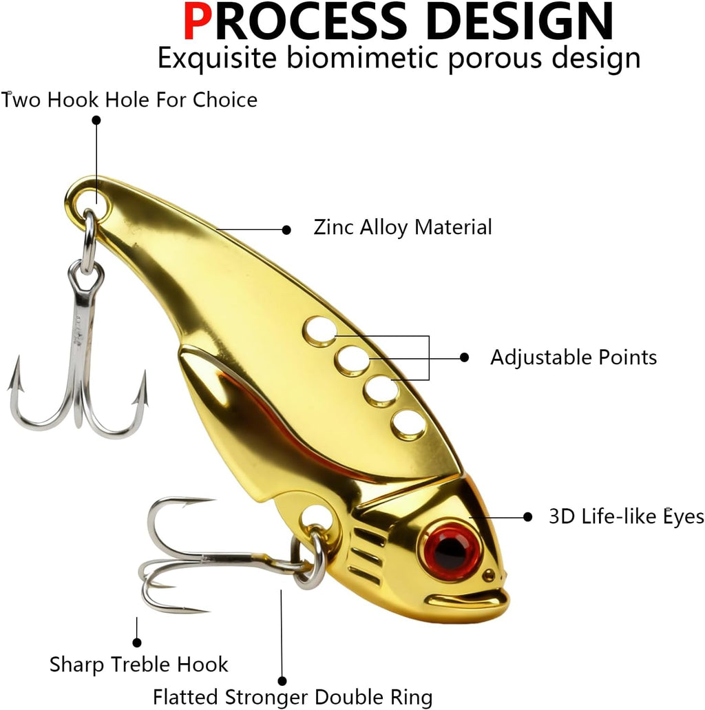5PCS/10PCS Fishing Lures, Metal VIB Hard Blade Baits, Spinner Spoon Metal Fishing Spoon Crankbaits Swimbaits for Trout Walleye Crappie
