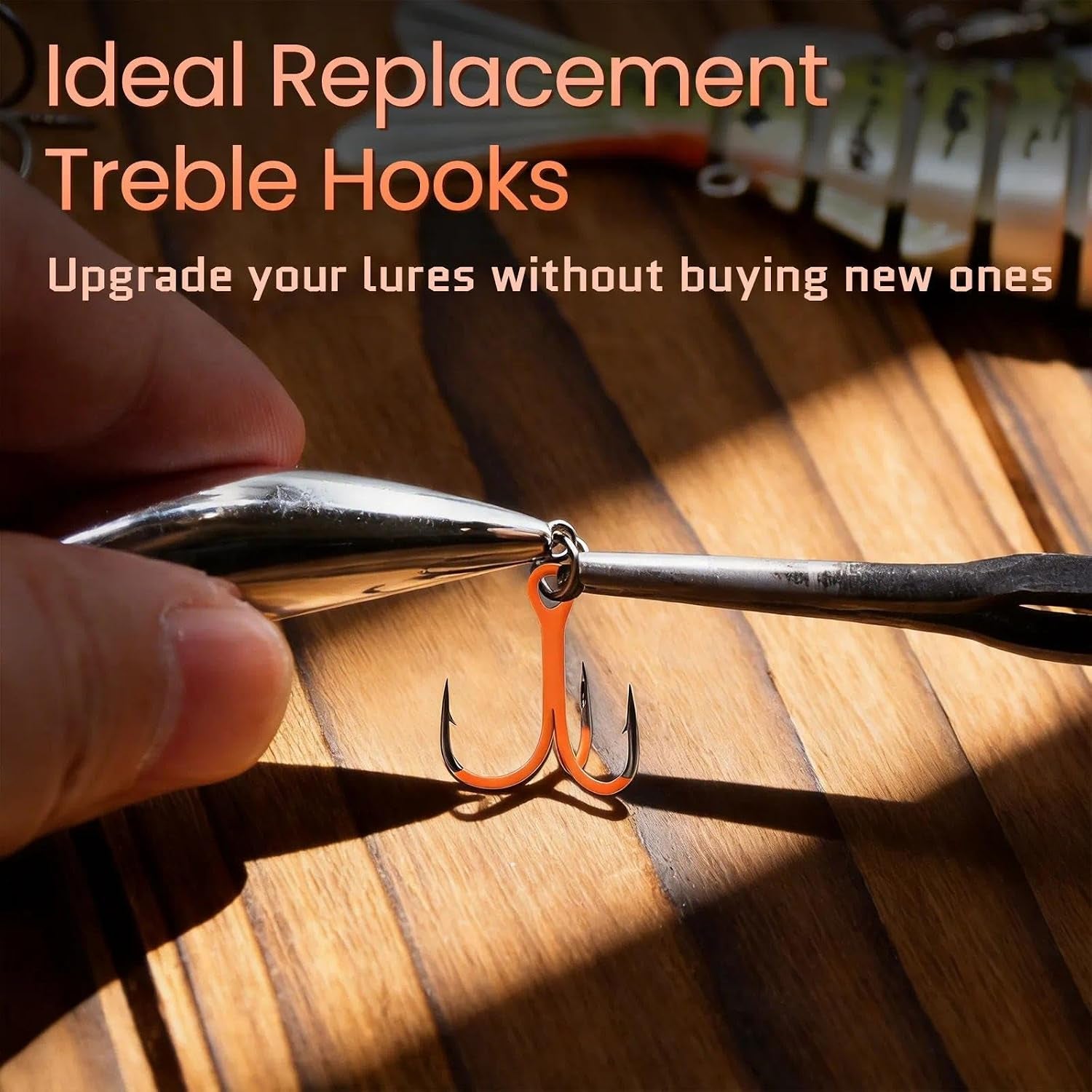 Fishing Treble Hooks, 10Pcs Triple Hooks High Carbon Steel Barbed Sharp, Replacement Hooks on Hard Lures for Freshwater Saltwater