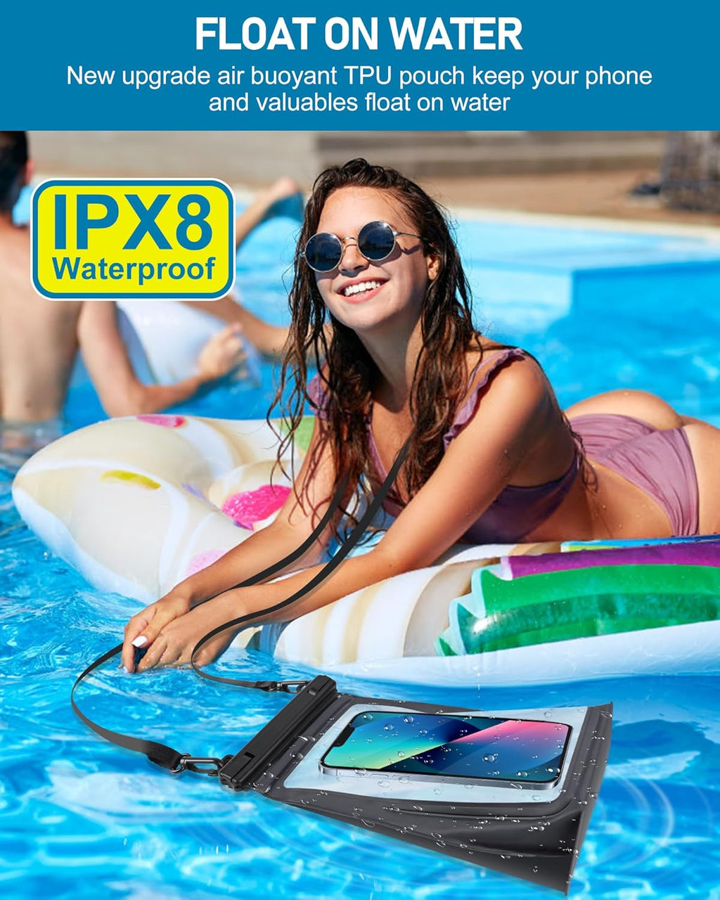 Large Capacity Waterproof Phone Pouch, Floating Dry Bag for Iphone 17 16 13 12 11 Pro Max Galaxy S22 S21 Waterproof Bag Sunscreen Glasses Storage Dry Pouch for Swimming Rafting Boating