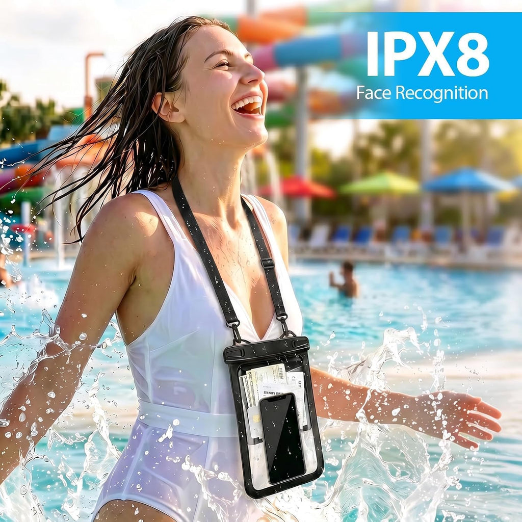10 Inch Large IPX8 Waterproof Phone Pouch 2 Pack - Dual-Layer with Card Slot & Responsive Touch Screen for Underwater Photos Beach Cruise Travel Essentials for Iphone 17 16, for Galaxy S26