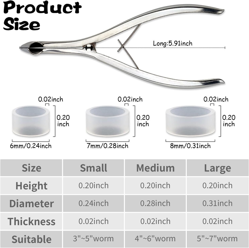 Wacky Worm O-Rings with Tool - Heavy Duty Silicone Bait Saver Kit for Senko Worms, Prevents Bass from Tearing Soft Plastics, Fits 3-6" Stick Baits for Wacky & Neko Rig (151Pc or 181Pc Options)