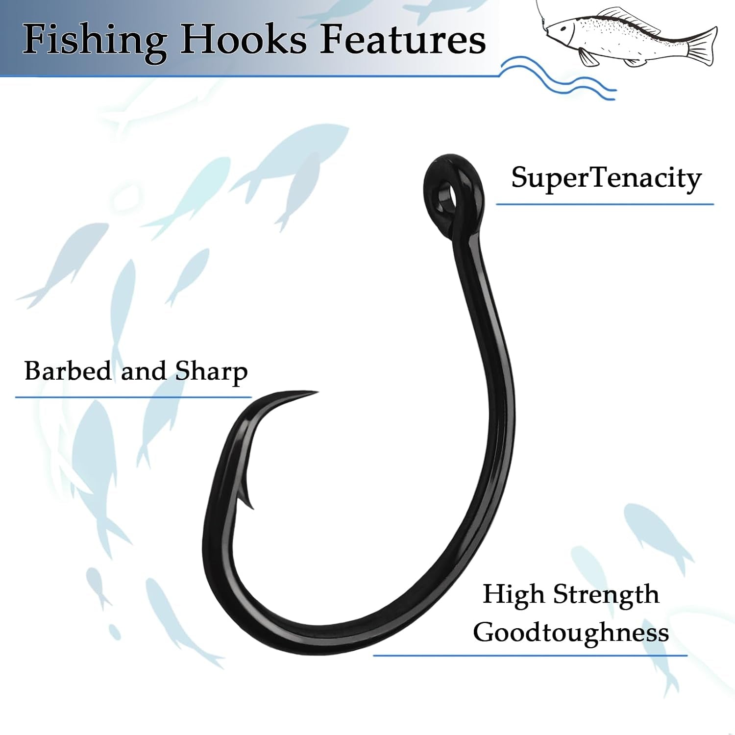 10PCS High-Carbon Steel Circle Hooks Barbed Fishing Hooks with Holes, Freshwater and Saltwater Fishing Hooks for Tuna, Catfish, Bass