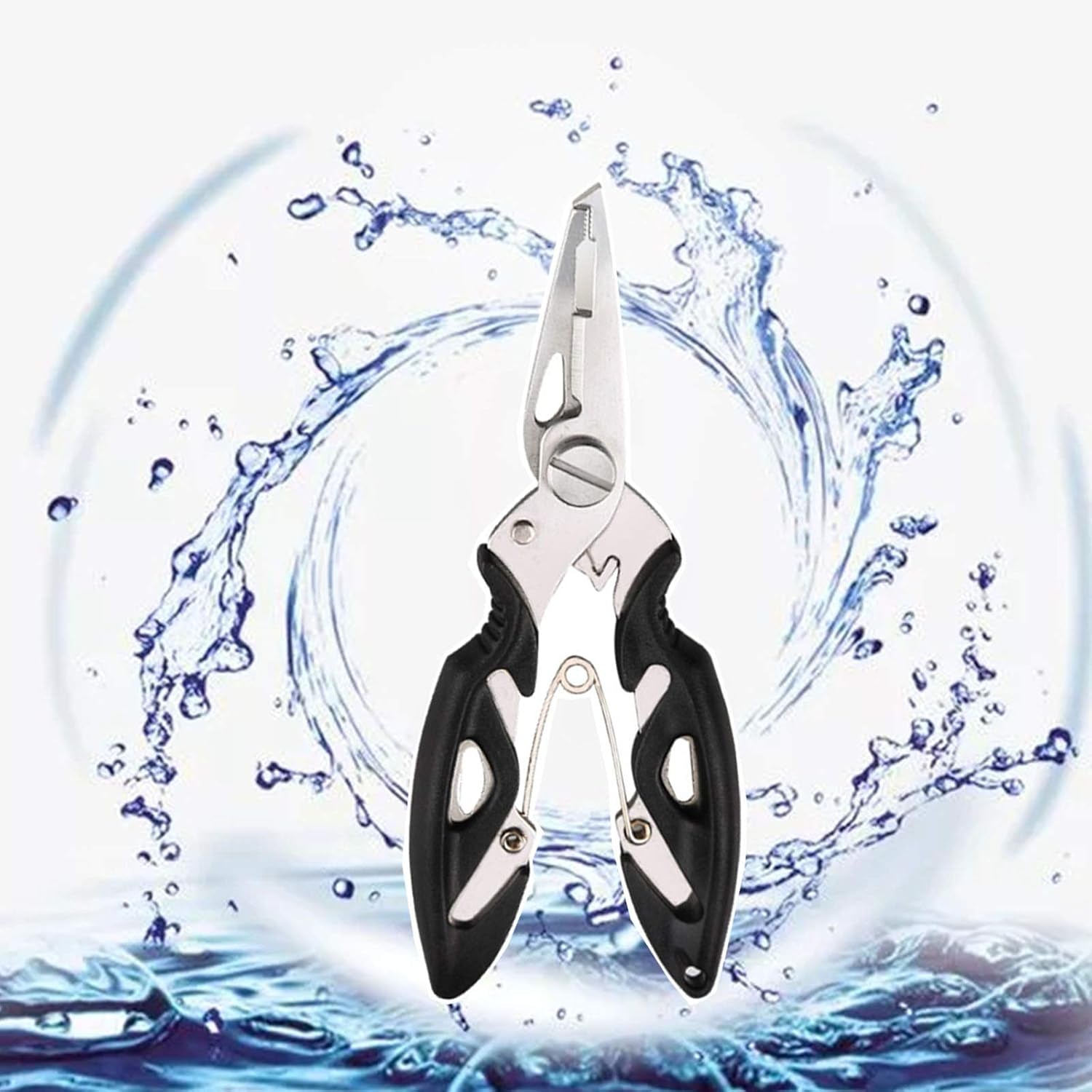 Fishing Pliers, Multi-Function Hook Remover Split Ring Fishing Gears Accessories, Stainless Steel Line Cutter with Sheath and Lanyard Fly Fishing Tools Set