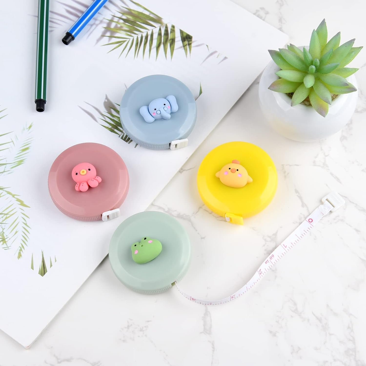 4 Pcs Soft Measuring Tape for Body Measurements Retractable，Cute Tape Measures Tailor Measuring Tape for Sewing 60 in / 1.5 M Tailors Measure Tape with Fractions Measure Ruler for Sewing