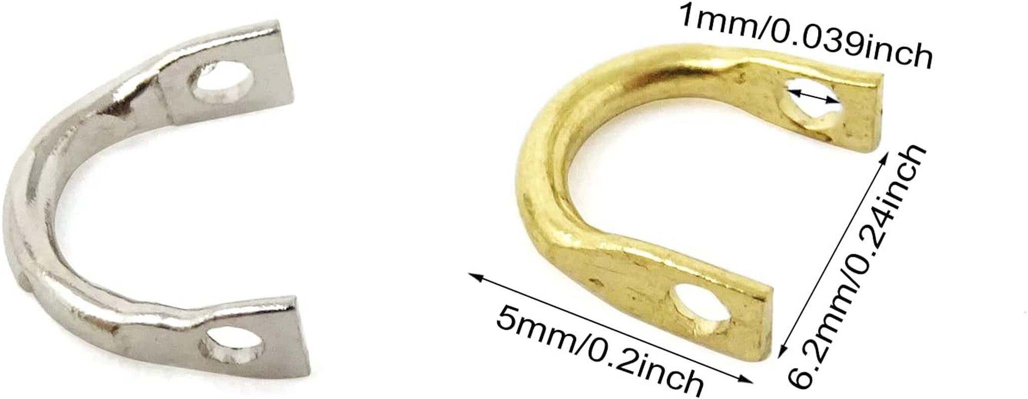 200PCS Easy Spin Spinner Clevis U-Shaped Brass Links Fishing Clevis Fishing Spoons Blades Spinnerbait Parts Inline Spinner Making Freshwater Saltwater (2 Color)