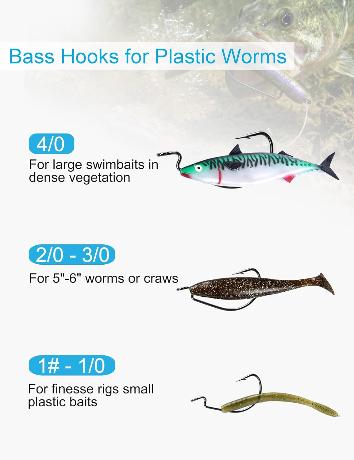 135Pcs Bass Fishing Hooks Set - 110Pcs High Carbon Steel Offset Worm Hooks Assortment #1, 1/0, 2/0, 3/0, 4/0 with 10Pcs 8Mm Red Beads and 5Pcs #2 Barrel Swivels - EWG Hooks for Plastic Worms