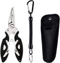 Fishing Pliers, Multi-Function Hook Remover Split Ring Fishing Gears Accessories, Stainless Steel Line Cutter with Sheath and Lanyard Fly Fishing Tools Set