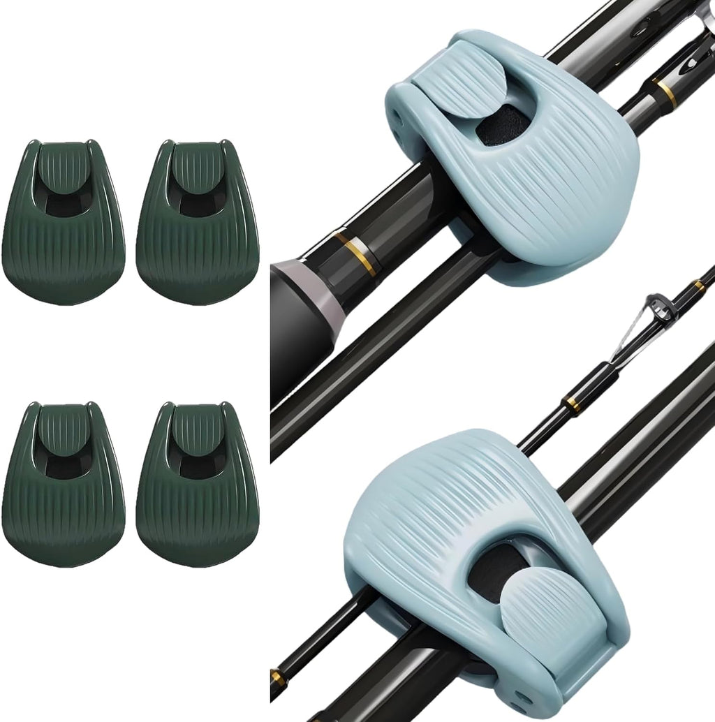Fishing Rods Belt Rod Straps, Fishing Rod Clip Fit for Casting Rods, Spinning Rods Bass Rod and Fly Rods (4 Color, 4 Pcs) (GREEN)