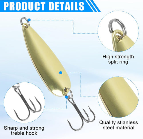 AGOOL Gold Casting and Jigging Spoons 3/8 oz, 5-Pack - product image 2