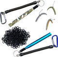 2 Pack Wacky Rig Tool and O Rings (220 or 340Pcs) | Blue + Camouflage Tools for Senkos Stick Bait Neko Ned Finesse Rigging Style Kit Bass Fishing Gear Aluminum Tube (NO Worms or Hooks)