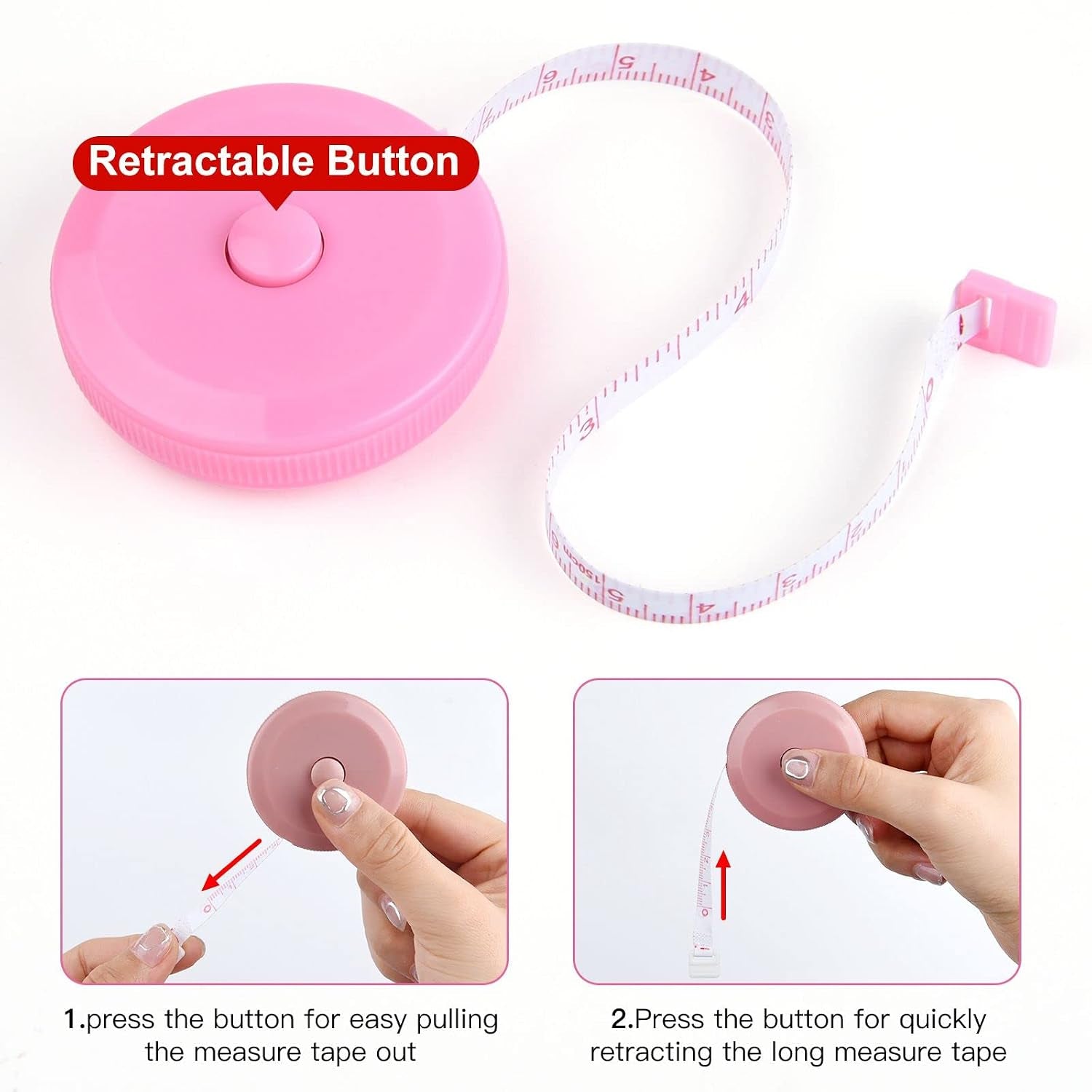 4 Pcs Soft Measuring Tape for Body Measurements Retractable，Cute Tape Measures Tailor Measuring Tape for Sewing 60 in / 1.5 M Tailors Measure Tape with Fractions Measure Ruler for Sewing