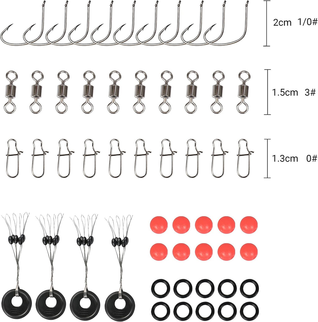 Fishing Accessories Kit, Fishing Set with Tackle Box, Fishing Hooks, Weights, Jig Heads, O-Rings, Barrel Swivels, Fastlock Snaps, Fishing Beads, Space Beans - Freshwater & Saltwater Fishing