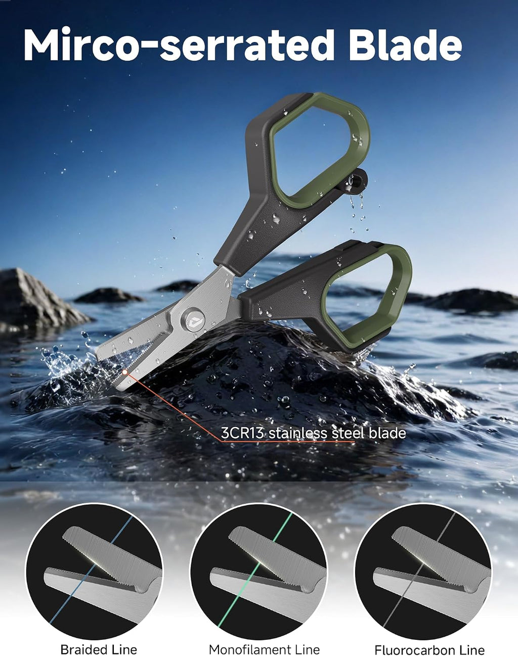 2Pc Fishing Scissors,3.9" Stainless Steel Fishing Line Cutter for Fishing Braided Line,Non-Slip Grip Small Fishing Scissors for Saltwater