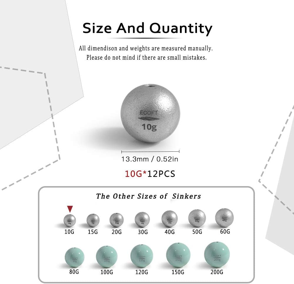 Lead Free Fishing Weights Sinkers 10G-200G Coated Egg Sinkers Weights Oval Shape Assorted Sizes Bag and Fishing Weights Assortment Box Non-Lead Fishing Weights Saltwater Freshwater