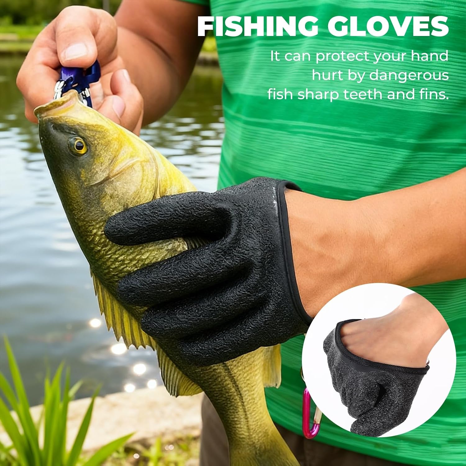 2 Pcs Fishing Gloves with Magnet Release Professional Catch Fish Gloves Non-Slip Waterproof Fish Glove Textured Grip Palm Glove Fisherman Fishing Accessories for Men Women Handling Catching Cleaning