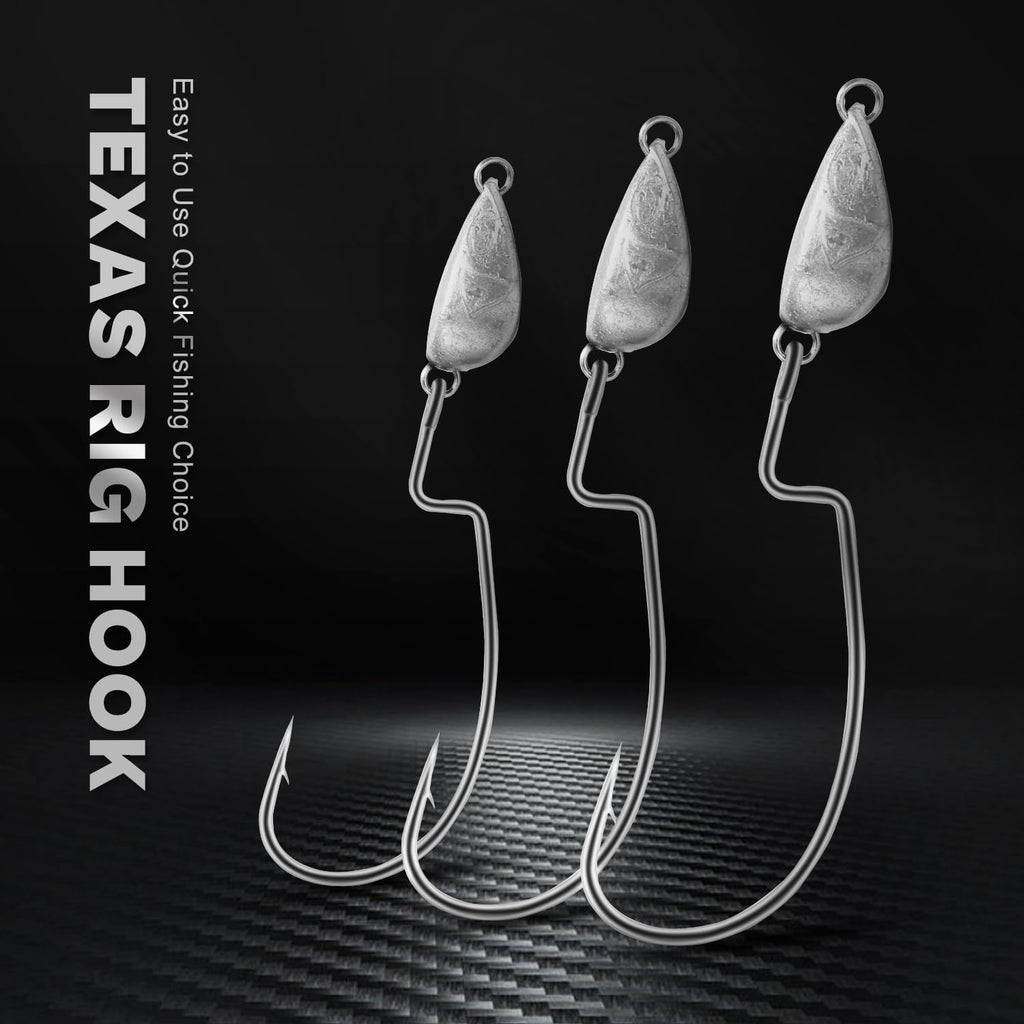 OJY&DOIIIY Weighted Texas Rig Hooks, Weedless Swimbait Jig Heads for Bass Fishing 1/8 3/16 1/4 3/8Oz