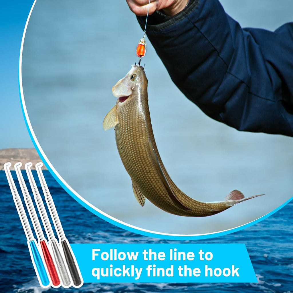 Fish Hook Remover Tool, 4PCS Fishing Hook Quick Removal Device, Fishing Gear Security Equipment Kits for Adult, Hook Extractor Accessories Tools with Storage Tube