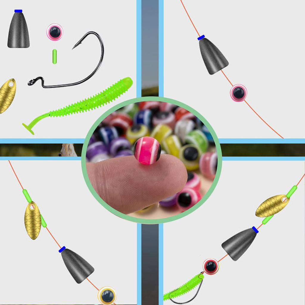 200/400Pcs Multicolor Fishing Beads Assortment Kit 5Mm 6Mm 8Mm Fishing Rigs Beads Mixed Color round Plastic Fishing Line Beads Baits