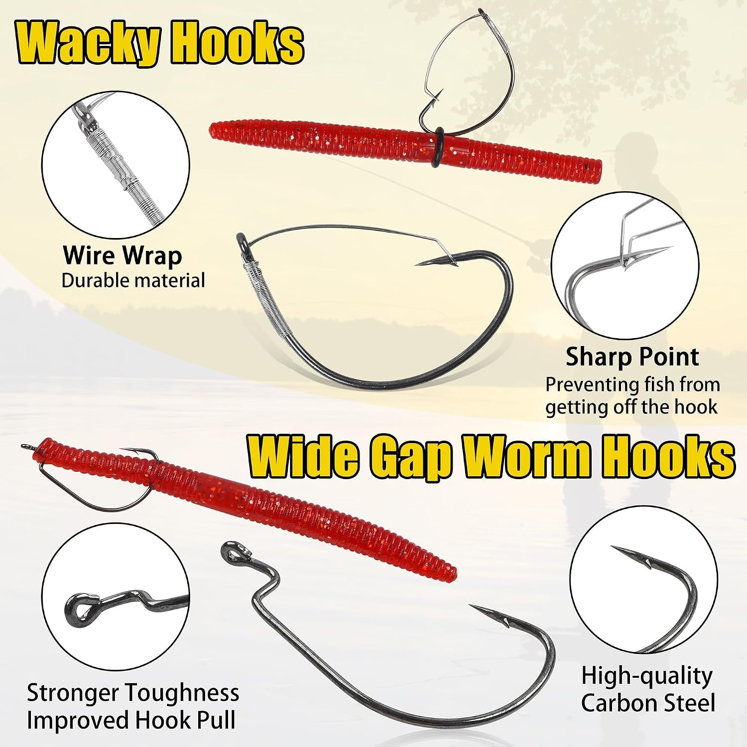 Wacky Rig Kit for Bass Fishing,136Pcs Fishing Box Including Jig Head,Weedless Hooks,O-Rings,Worm Bait,Fishing Hooks,Weight Sinker,Wacly Rig Tools for Saltwater Freshwater