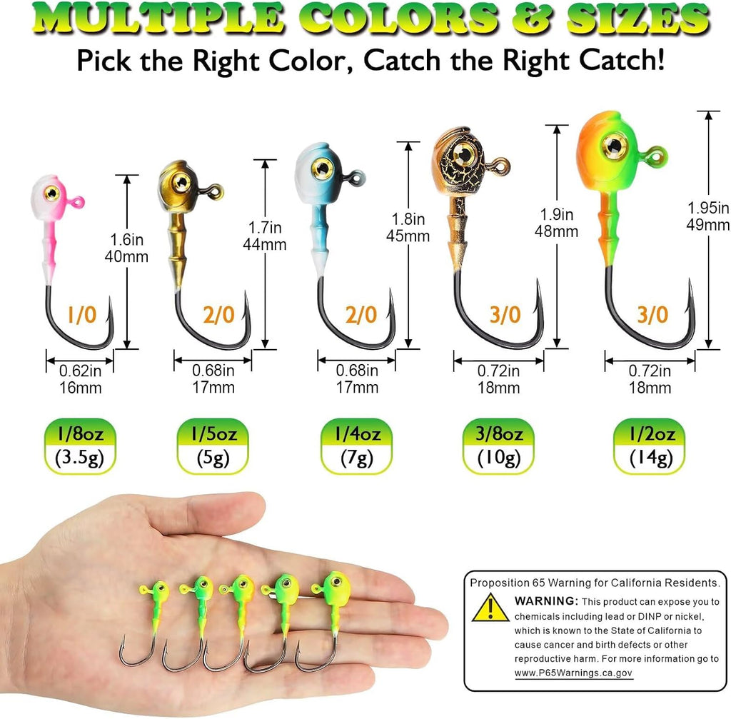 Swimbait Jig Head 40/30/25/20/15Pcs Freshwater Saltwater Jig Heads for Bass Walleye Trout Fishing Gifts for Men 1/8Oz 1/5Oz 1/4Oz 3/8Oz 1/2Oz