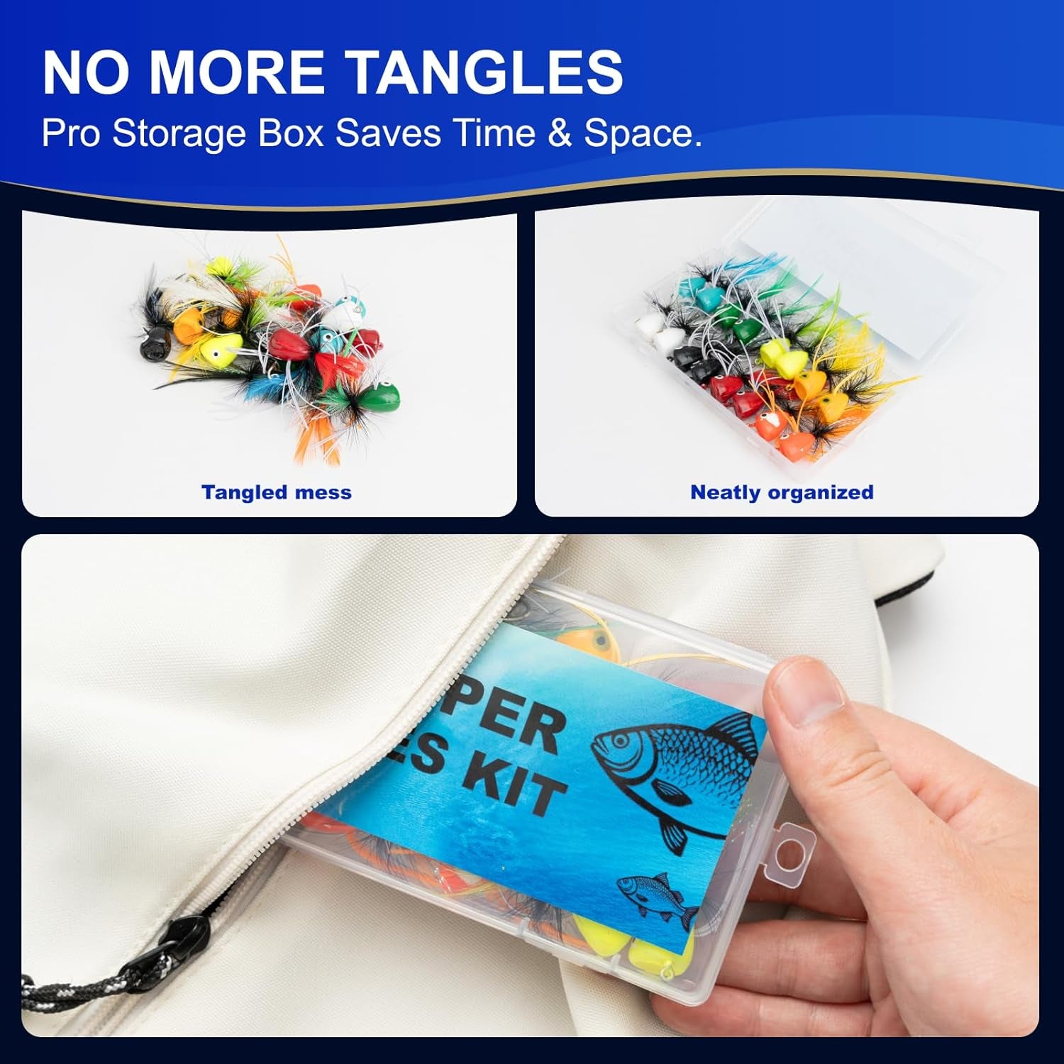 16 Pcs Topwater Fishing Lures Fly Fishing Poppers, 8 Color Popper Lures for Bass Bluegill Crappie Trout Salmon Panfish Perch, Topwater Lures Kit