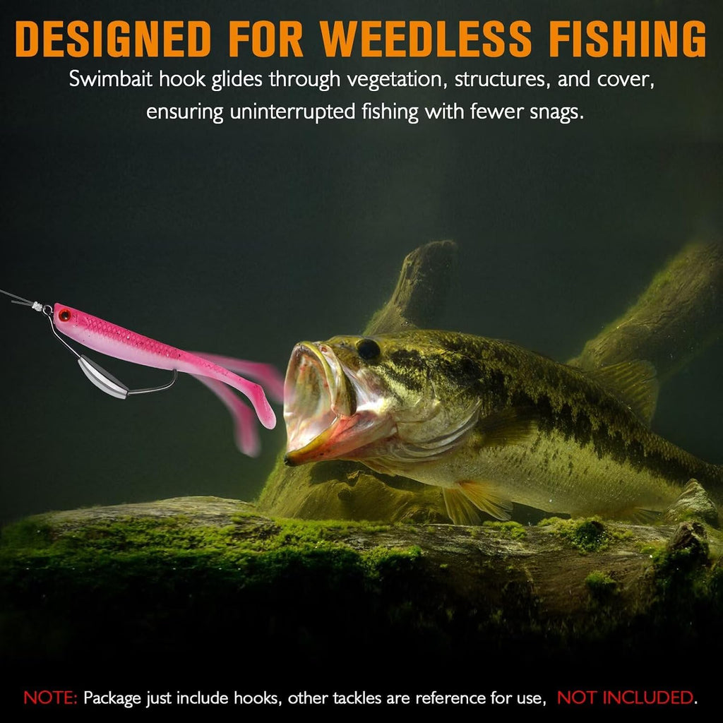 12PCS/44PCS Weighted Swimbait Hooks Weighted Fishing Hooks Saltwater Freshwater Worm Weedless Hooks for Bass Fishing 3/0 4/0 5/0