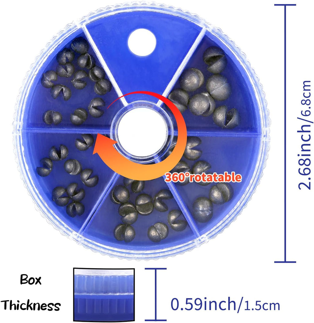 Split Shot Sinkers Combo Assortment - 5 Sizes Removable Pure Lead Egg Sinkers & Micro Weights for Trout Fishing | Freshwater &Saltwater Gear with Fly & Ice Fishing Precision | Small Weights