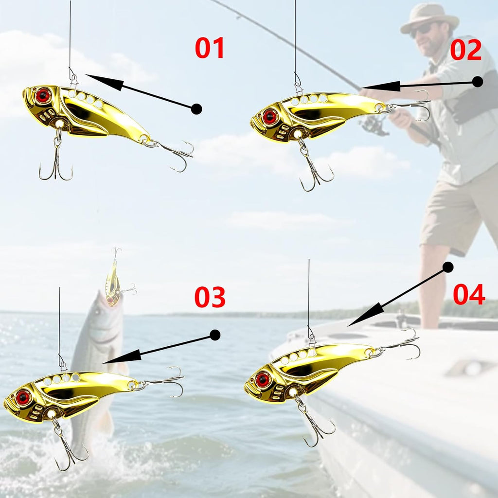 5PCS/10PCS Fishing Lures, Metal VIB Hard Blade Baits, Spinner Spoon Metal Fishing Spoon Crankbaits Swimbaits for Trout Walleye Crappie