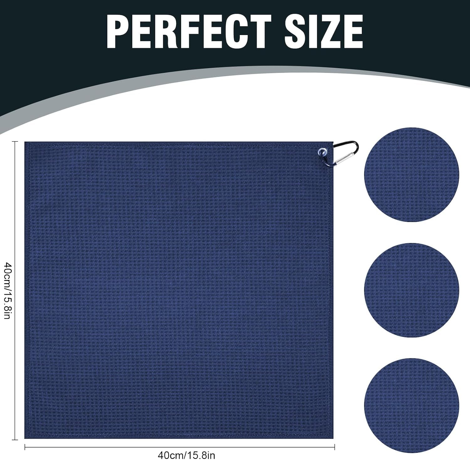3 Pack Microfiber Fishing Towels with Clip, 16" X 16", Waffle Pattern for Effective Cleaning of Fishing Gears or Dirty Hands, Perfect for Camping Towels and Hiking Towles (Blue, 16"X16")