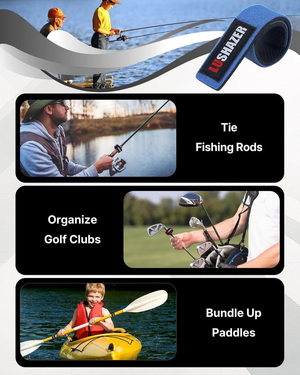 12 Pcs Fishing Rod Straps, 6 Colors, Hook and Loop Pole Straps, Stretchy Neoprene Fishing Rods Ties Rod Wraps, Pole Belts for Casting Rods Spinning