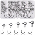 Jig Heads Fishing Hooks Set,Unpainted Jig Heads round Ball Crappie Jigs Sharp Swimbait Jig Heads for Bass Trout Crappie Walleye Saltwater Freshwater Fishing