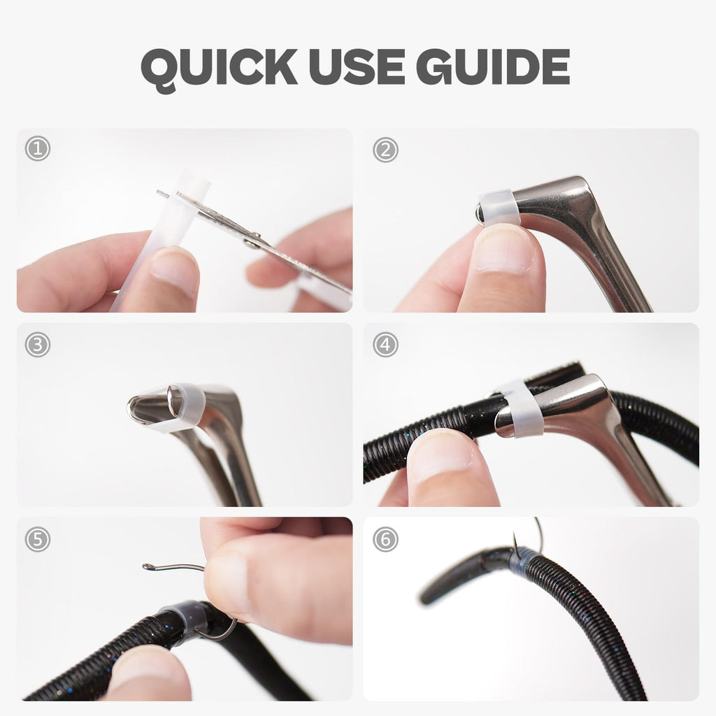 Wacky Rig O Ring Tool Kit - 15 Silicone Tubing (S/M/L) with Stainless Steel Tool for Senko Worms