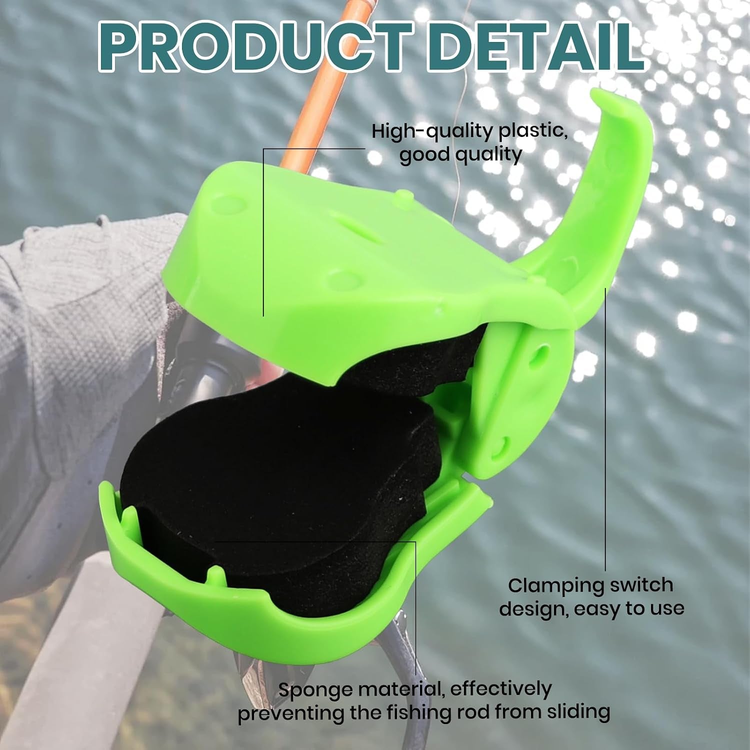 Fishing Rod Holder Clips, 8 Pack Portable Fishing Pole Holders for Beach & Ground, Durable ABS Rod Straps for Various Rod Sizes (4 Green ＆ 4 Pink)