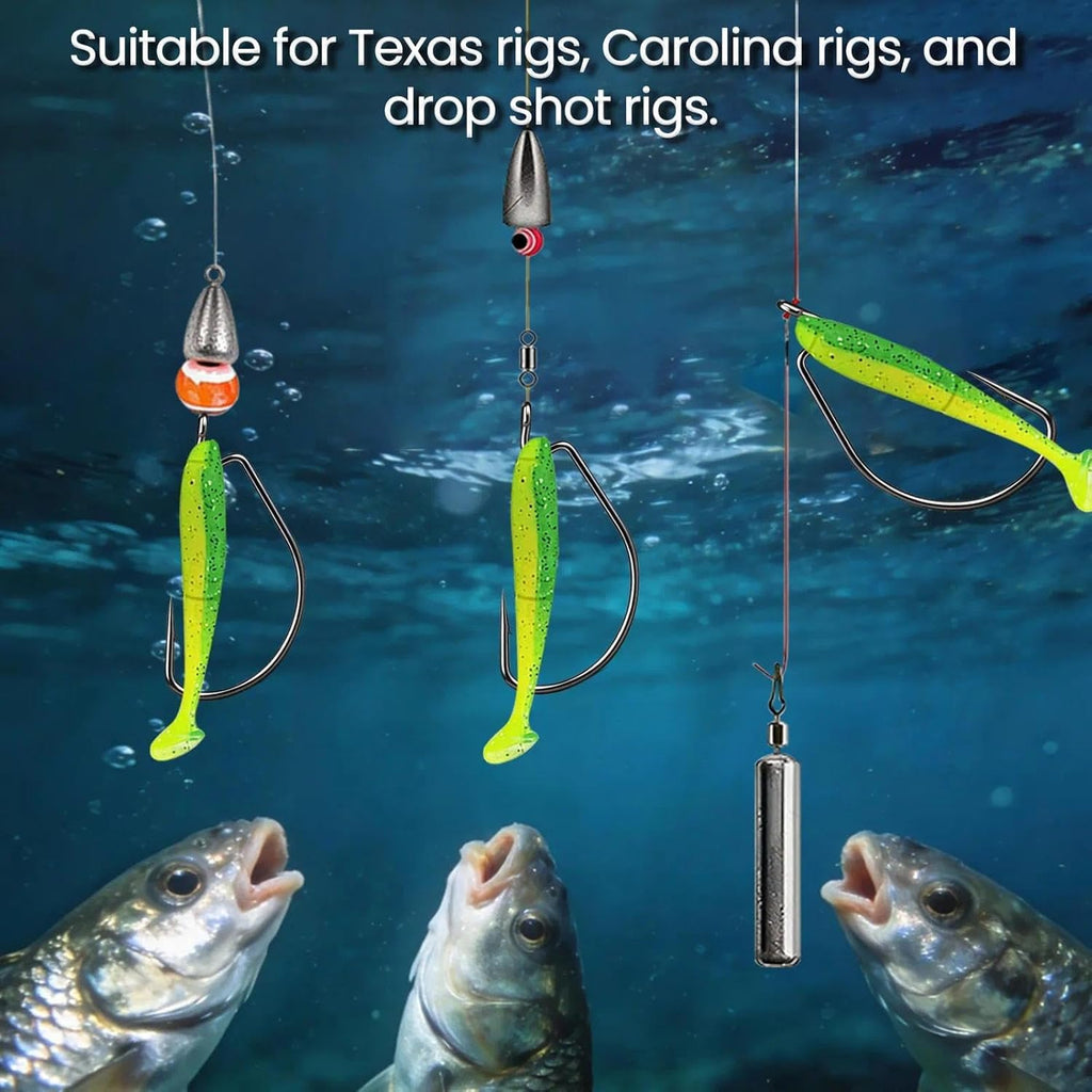 50/100/120Pcs EWG Hooks for Bass Fishing Hooks, Extra Wide Gap Offset Worm Hook Texas Rig Fish Hooks for Bass Trout Freshwater Saltwater #4 #2 #1 1/0 2/0 3/0 4/0 5/0