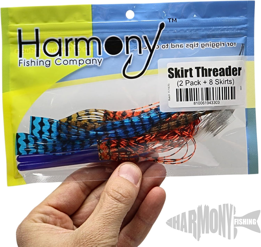 Harmony Fishing – Skirt Threader Tool (2-Pack + 8 Silicone Skirts) - Create Custom Fuzzy Dice Style Bass Baits