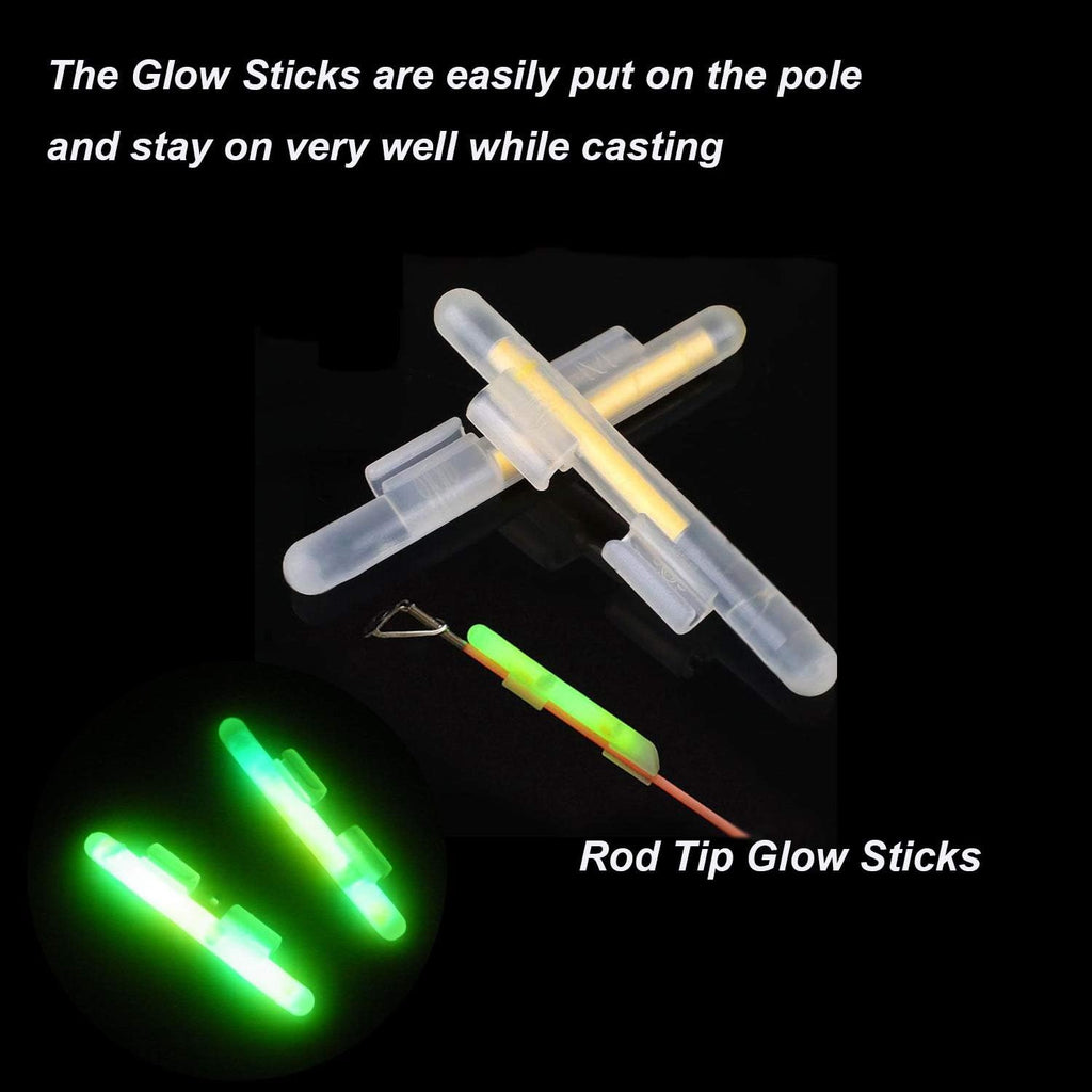 Fishing Glow Sticks Rod Tip Glow Sticks Fishing Rod Floats Glow Stick Fishing Rod Night Fishing Light Fishing Green Fluorescent Light 100Pcs(50Bags) #M #L #XL