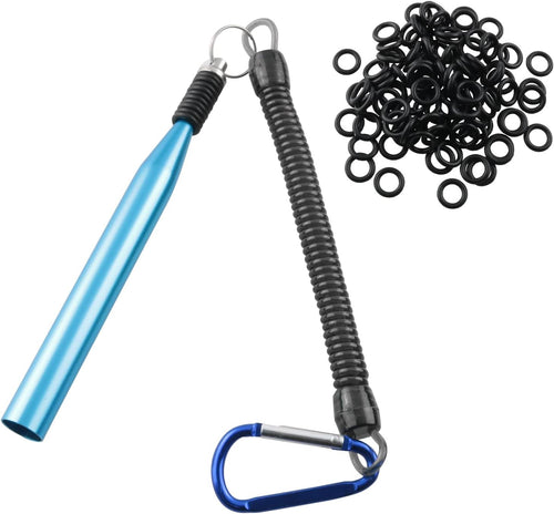 Wacky Rig Tool with 100 Pcs Wacky O-Rings Wacky Worm Rig Tool Kit for Baits Lures Fishing Accessories, Blue